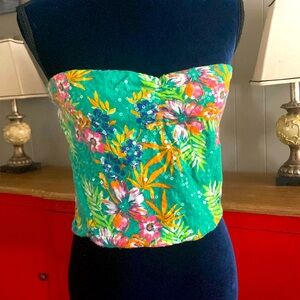 2 floral/sequin tube top bandeau not padded bra top